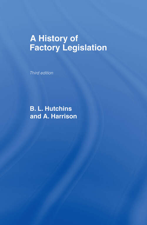 Book cover of A History of Factory Legislation