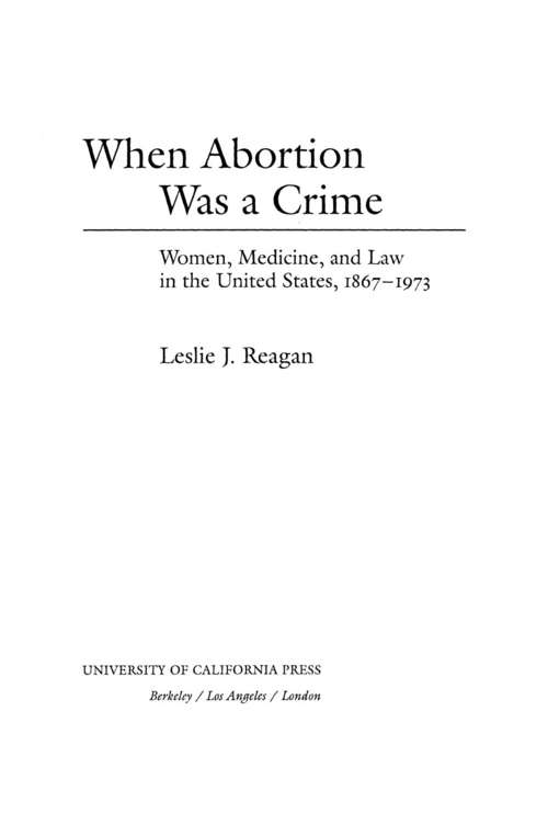 Book cover of When Abortion Was a Crime