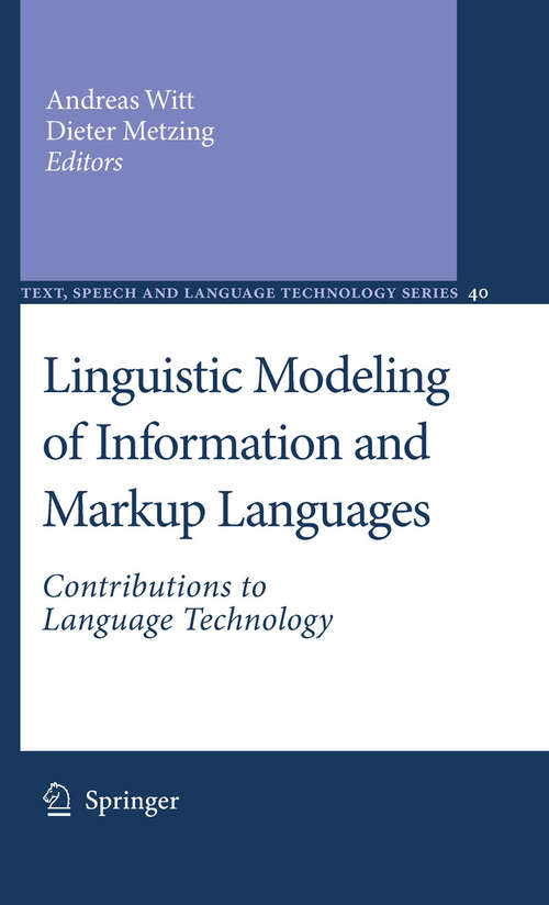 Book cover of Linguistic Modeling of Information and Markup Languages