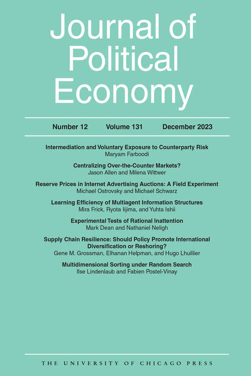 Book cover of Journal of Political Economy, volume 131 number 12 (December 2023)