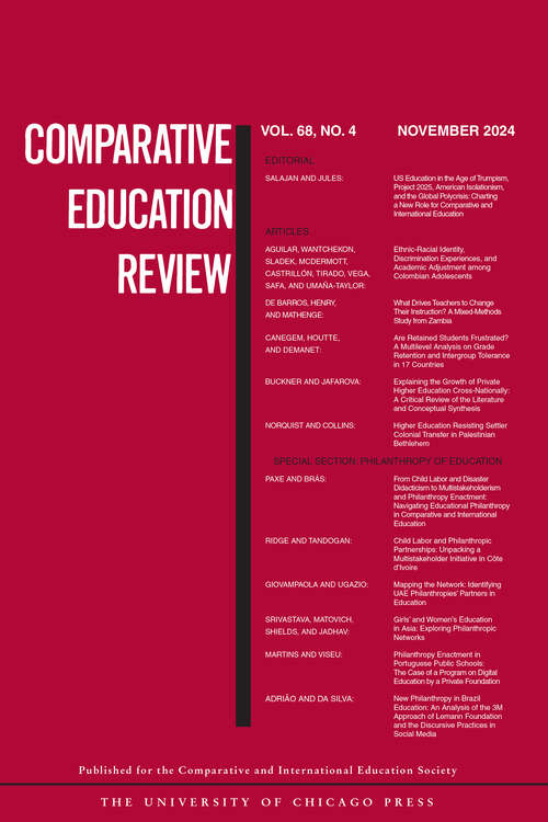 Book cover of Comparative Education Review, volume 68 number 4 (November 2024)