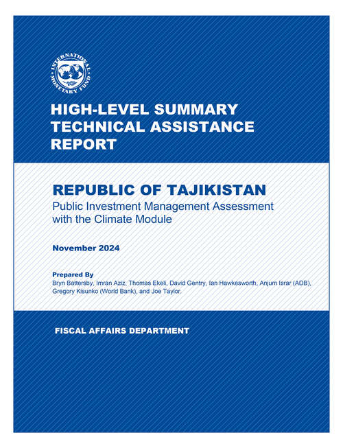 Book cover of Tajikistan: Public Investment Management Assessment with the Climate Module