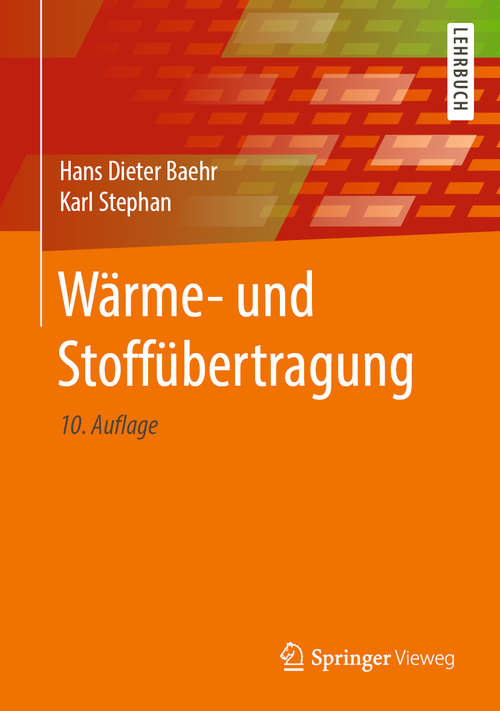 Book cover of Wärme- und Stoffübertragung (10. Aufl. 2019)