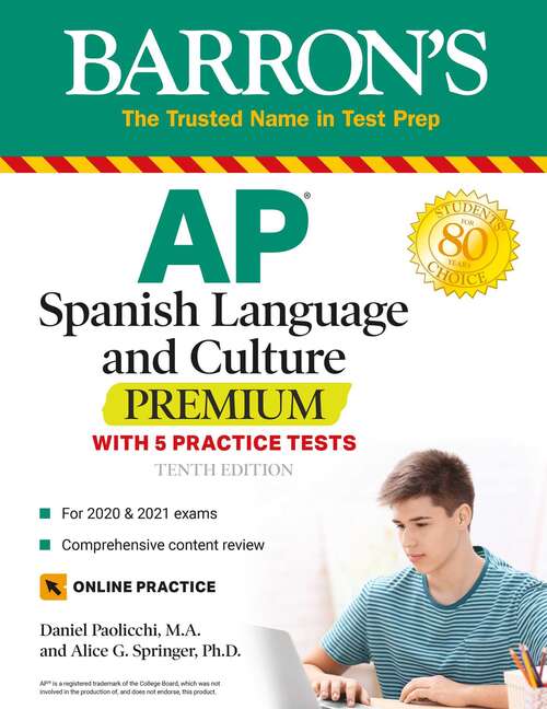 Book cover of AP Spanish Language and Culture Premium: With 5 Practice Tests (Tenth Edition) (Barron's Test Prep)