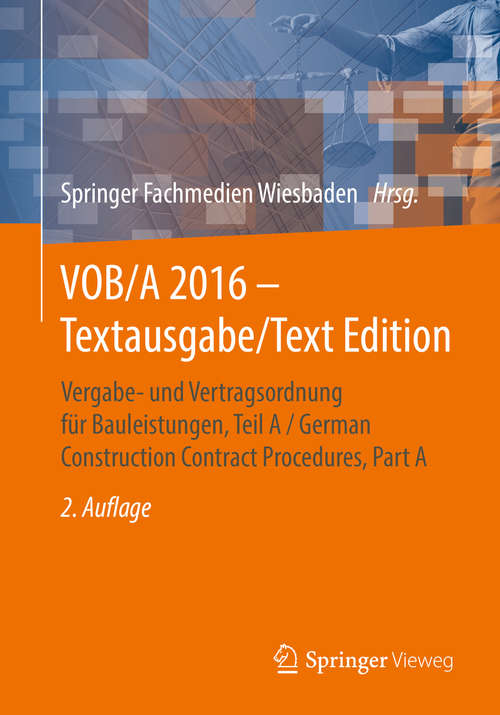 Book cover of VOB/A 2016 - Textausgabe/Text Edition