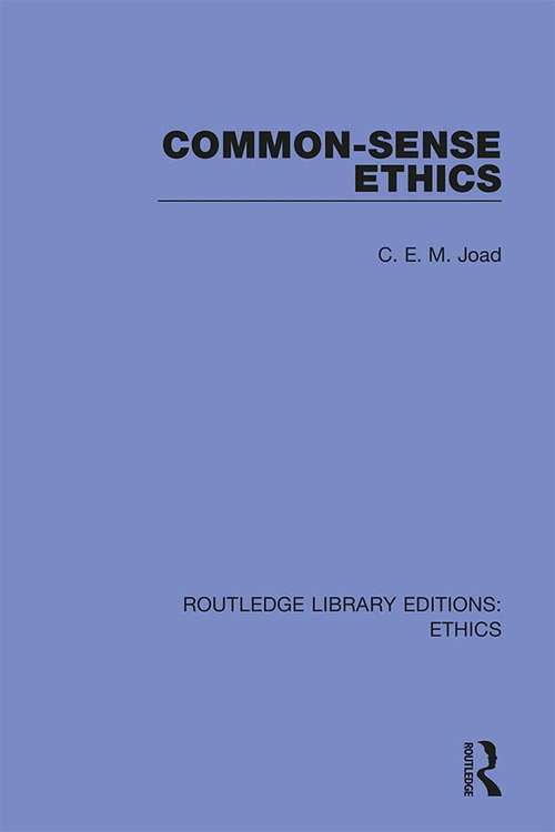 Book cover of Common-Sense Ethics