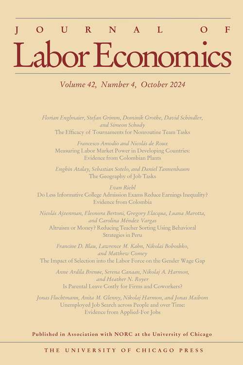 Book cover of Journal of Labor Economics, volume 42 number 4 (October 2024)