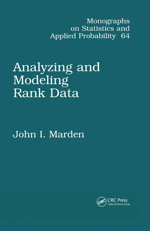 Book cover of Analyzing and Modeling Rank Data (1) (Chapman & Hall/CRC Monographs on Statistics and Applied Probability)