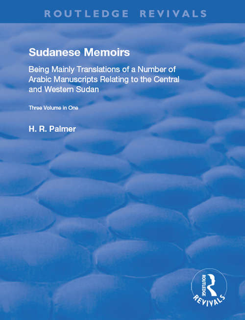 Book cover of Sudanese Memoirs: Template Subtitle (Routledge Revivals)