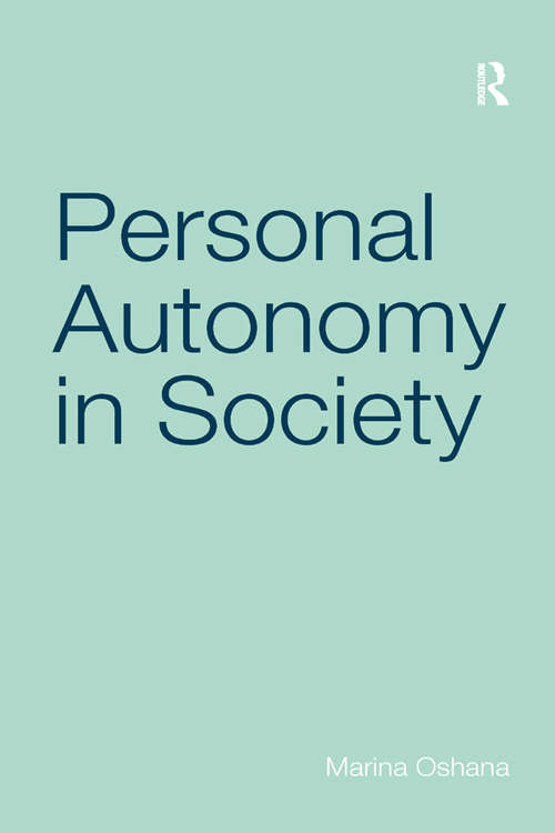 Book cover of Personal Autonomy in Society