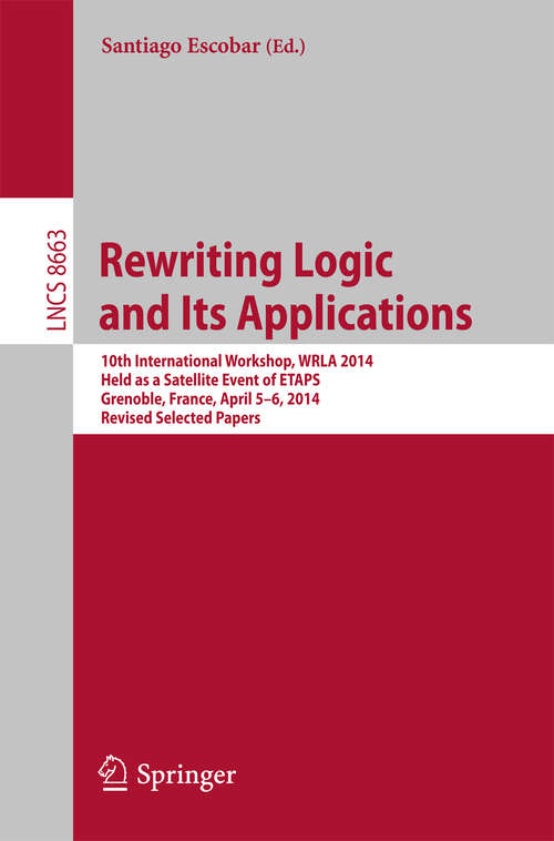 Book cover of Rewriting Logic and Its Applications