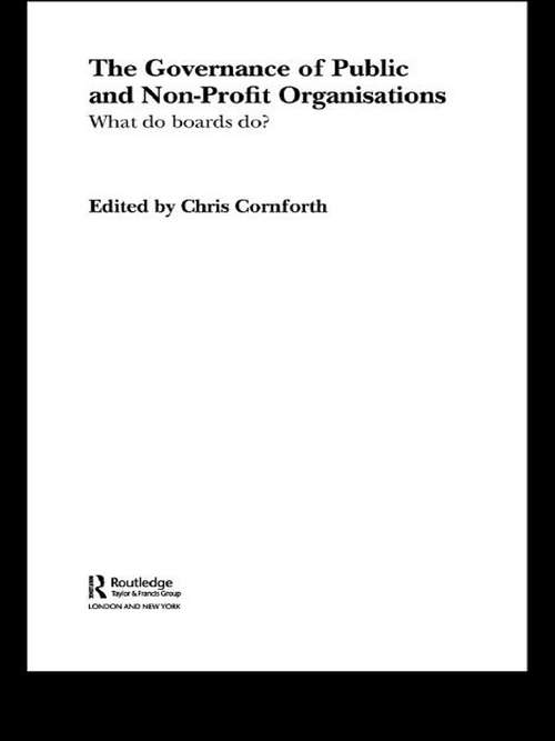 Book cover of The Governance of Public and Non-Profit Organizations