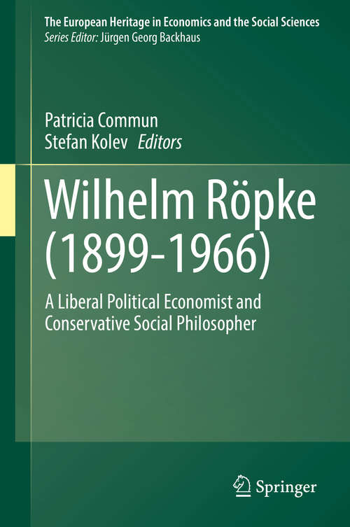 Book cover of Wilhelm Röpke (1899–1966)