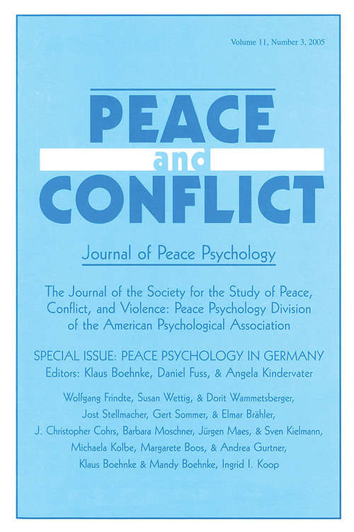 Book cover of Peace Psychology in Germany: A Special Issue of Peace and Conflict