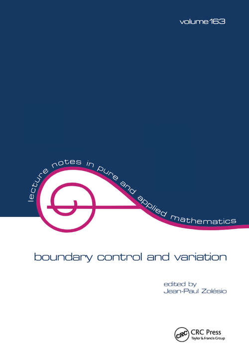 Book cover of Boundary Control and Variation (1) (Lecture Notes in Pure and Applied Mathematics)