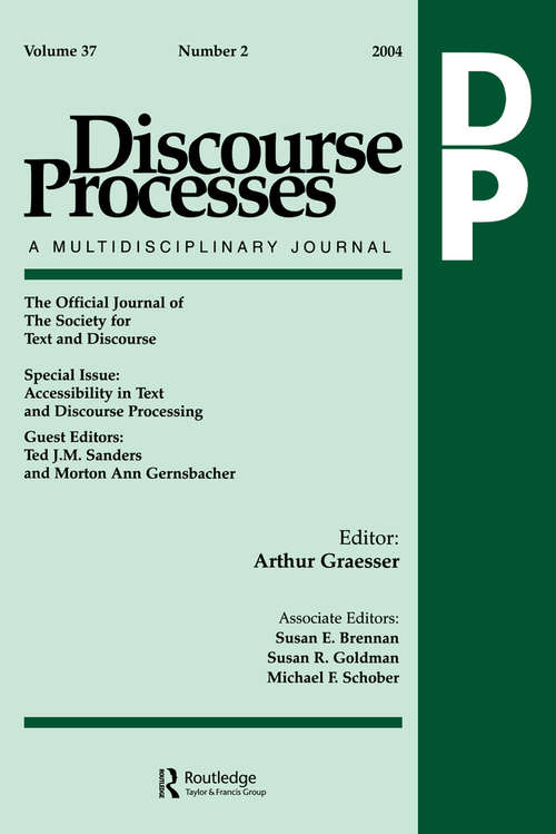 Book cover of Accessibility in Text and Discourse Processing: A Special Issue of Discourse Processes