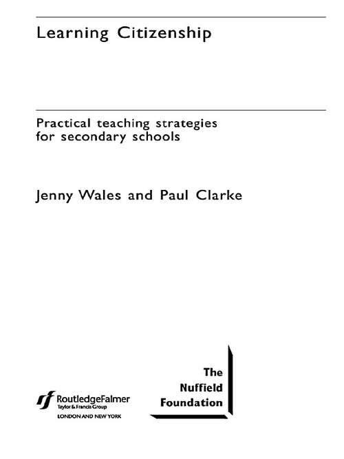 Book cover of Learning Citizenship: Practical Teaching Strategies for Secondary Schools
