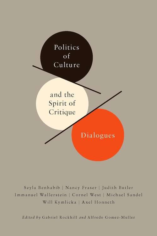 Book cover of Politics of Culture and the Spirit of Critique: Dialogues (New Directions in Critical Theory #27)