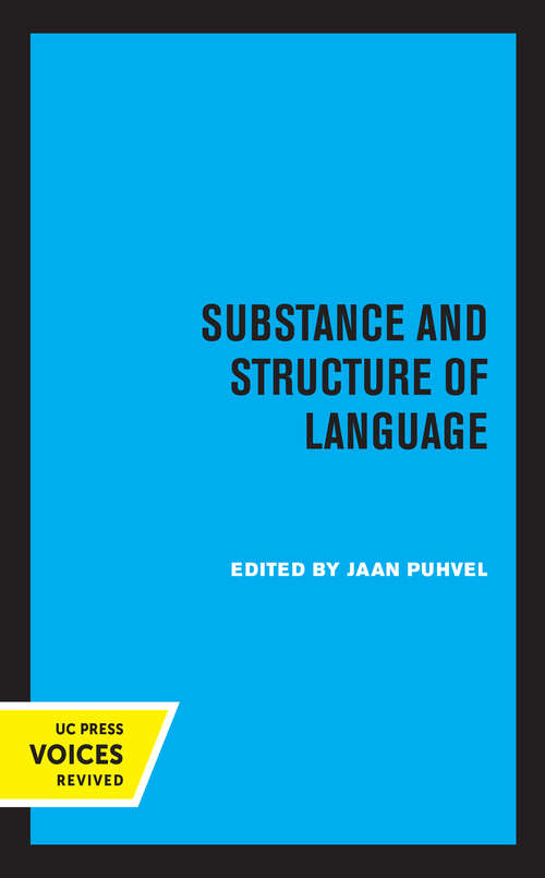 Book cover of Substance and Structure of Language