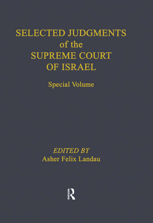 Book cover of Selected Judgments of the Supreme Court of Israel