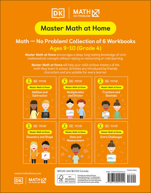 Book cover of Math - No Problem! Collection of 6 Workbooks, Grade 4 Ages 9-10 (Master Math at Home)