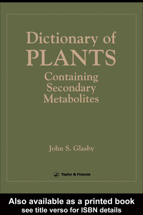 Book cover of Directory Of Plants Containing Secondary Metabolites