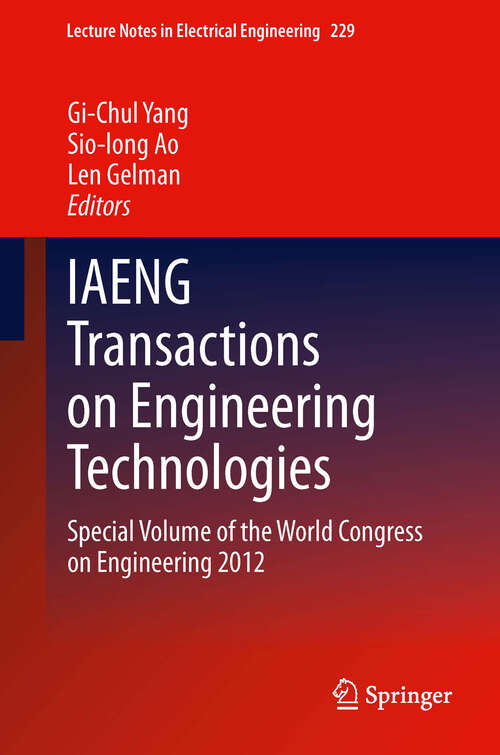 Book cover of IAENG Transactions on Engineering Technologies