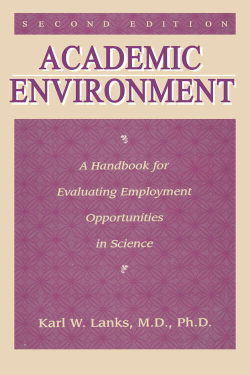 Book cover of Academic Environment: A Handbook For Evaluating Employment Opportunities In Science