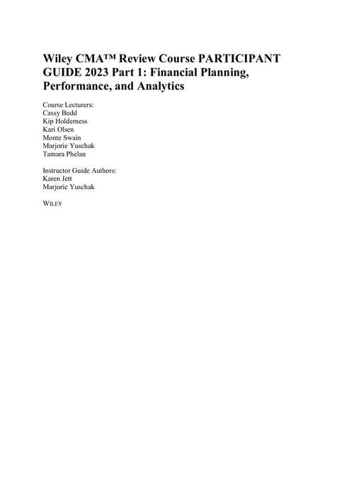 Book cover of Wiley CMA Exam Review: Financial Planning, Performance, and Analytics (PARTICIPANT GUIDE: PART 1)