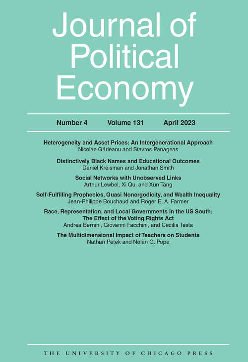 Book cover of Journal of Political Economy, volume 131 number 4 (April 2023)