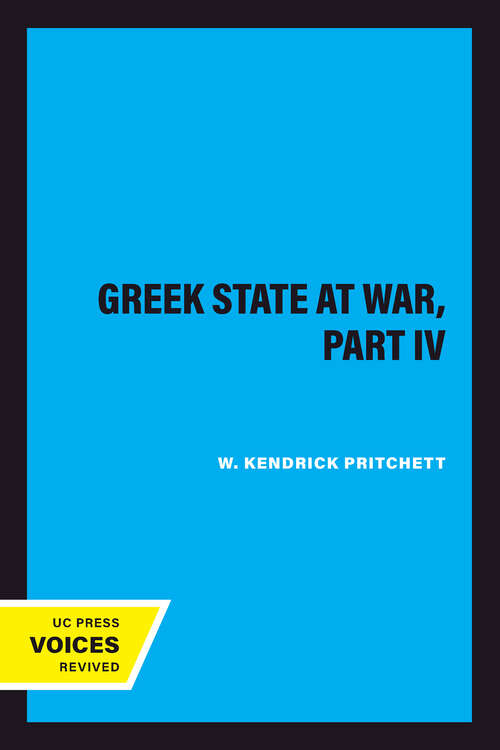 Book cover of The Greek State at War, Part IV