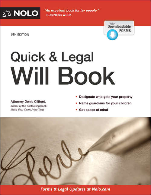 Book cover of Quick & Legal Will Book (Ninth Edition)