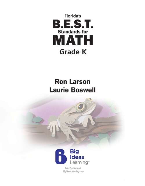 Book cover of Florida's B.E.S.T. Standards for MATH 2023 Grade K