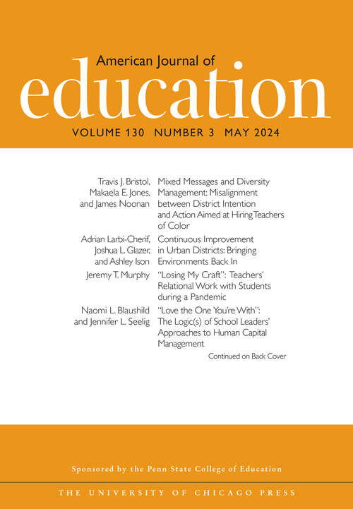 Book cover of American Journal of Education, volume 130 number 3 (May 2024)