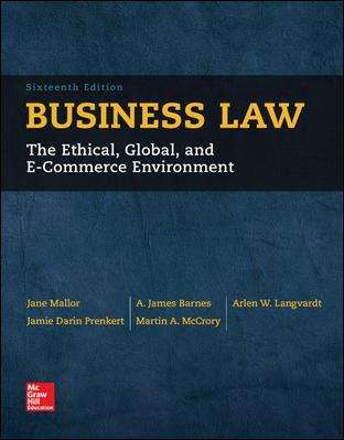 Book cover of Business Law (Sixteenth Edition)