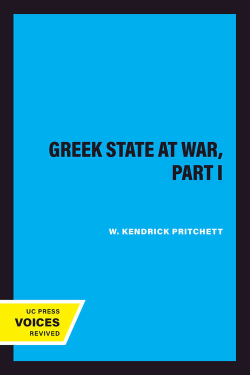 Book cover of The Greek State at War, Part I