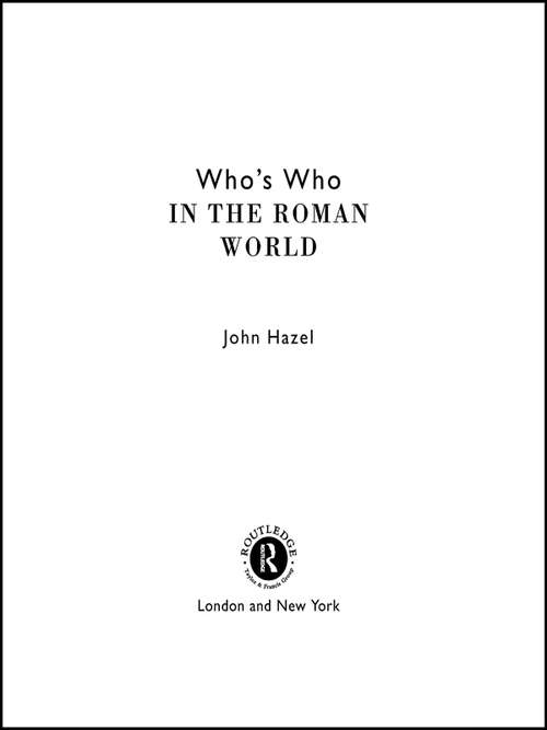 Book cover of Who's Who in the Roman World (2) (Who's Who Ser.)