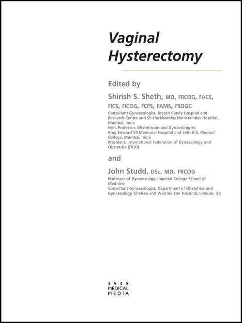 Book cover of Vaginal Hysterectomy (2)