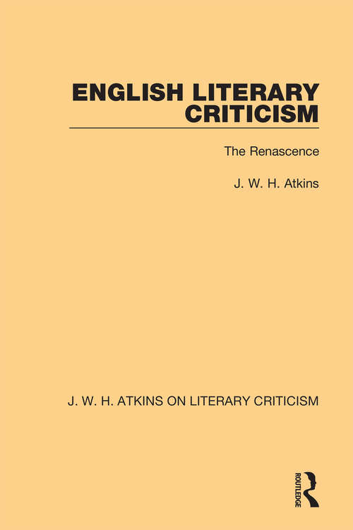Book cover of English Literary Criticism: The Renascence