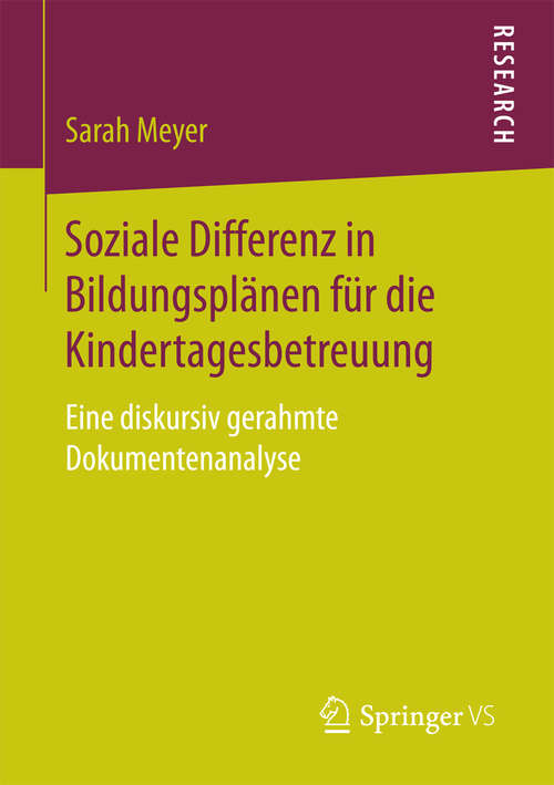 Book cover of Soziale Differenz in Bildungsplänen für die Kindertagesbetreuung