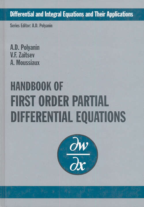 Book cover of Handbook of First-Order Partial Differential Equations (1) (Differential and Integral Equations and Their Applications)