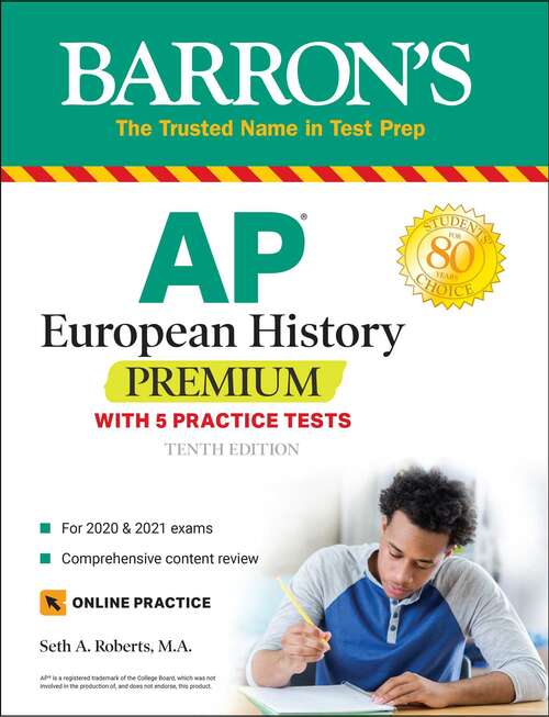 Book cover of AP European History Premium: With 5 Practice Tests (Tenth Edition) (Barron's Test Prep)
