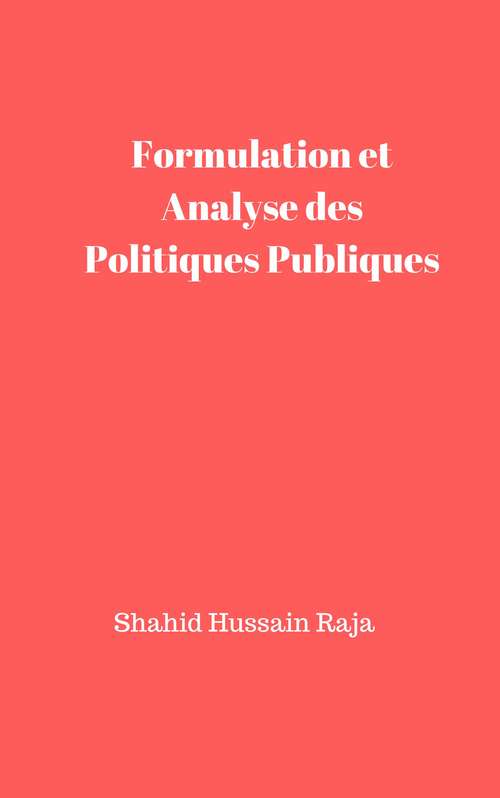 Book cover of Formulation et Analyse des Politiques Publiques
