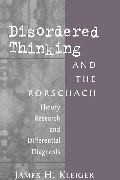 Book cover of Disordered Thinking and the Rorschach: Theory, Research, and Differential Diagnosis