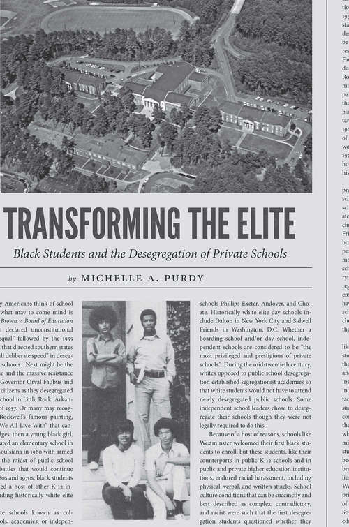 Book cover of Transforming the Elite: Black Students and the Desegregation of Private Schools