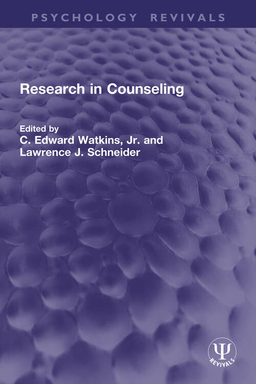 Book cover of Research in Counseling (Psychology Revivals)
