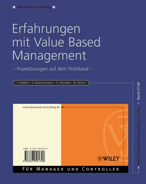 Book cover of Erfahrungen mit Value Based Management: Praxisl&ouml;sungen auf dem Pr&uuml;fstand (Advanced Controlling)