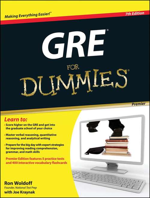 Book cover of GRE For Dummies, Premier 7th Edition