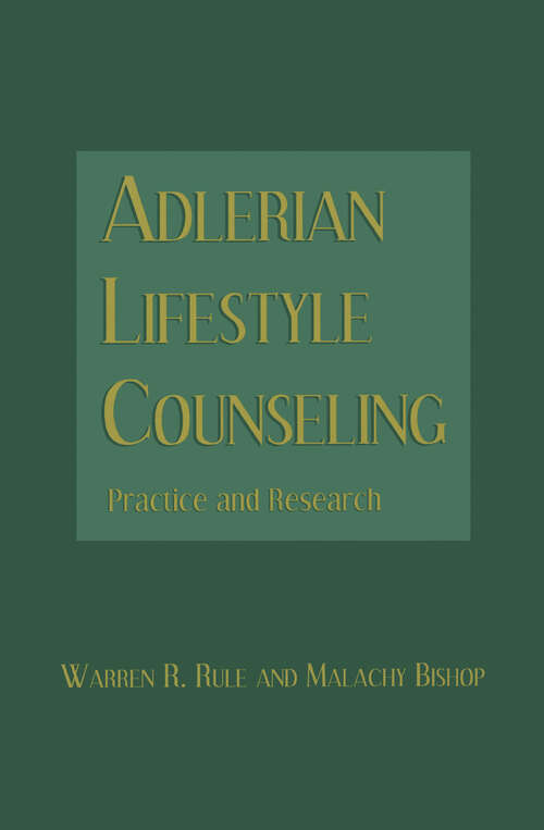 Book cover of Adlerian Lifestyle Counseling: Practice and Research