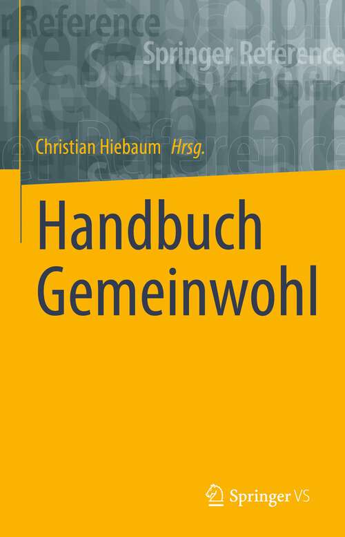 Book cover of Handbuch Gemeinwohl (1. Aufl. 2022)